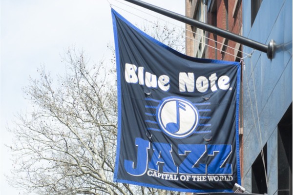 You can't miss Blue Note on the street