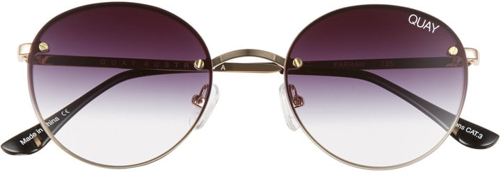 Round Sunglasses with Purple Brown Ombre Lenses 