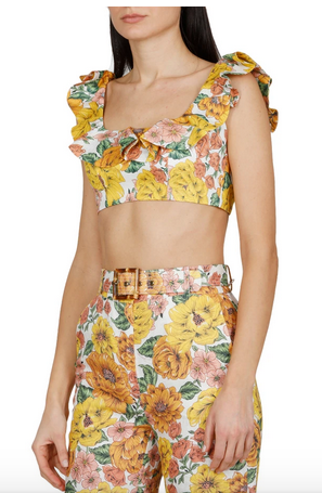 floral bare midriff top