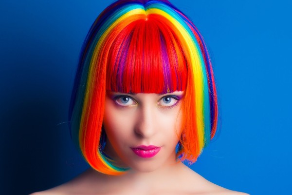 Check out the rainbow bangs hairstyle for pride month.