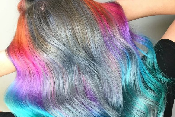 Try out metallic rainbow hair on pride month.