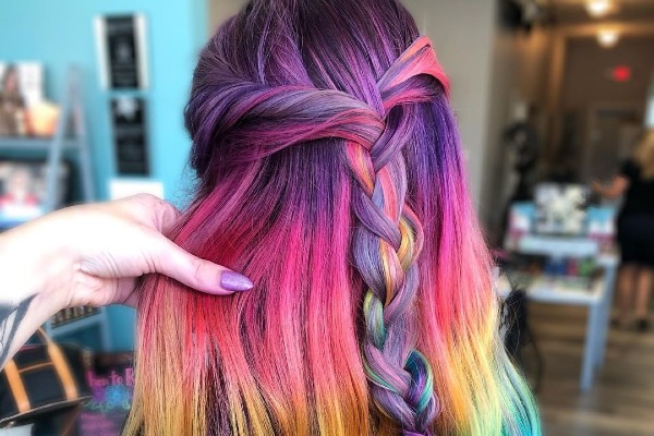 Try out vintage rainbow hair on pride month/