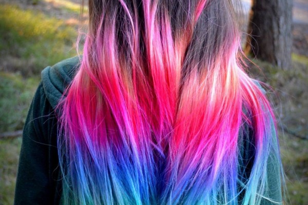 Try out dip-dyed rainbow hair.