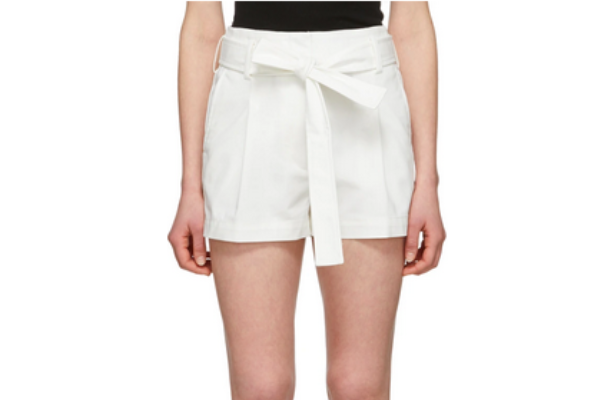 3.1 Phillip Lim White Belted High-Waist Shorts 