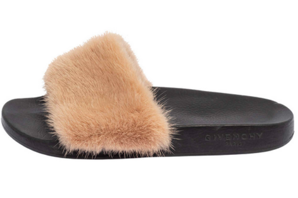 Givenchy Beige Mink Fur Flat Slides