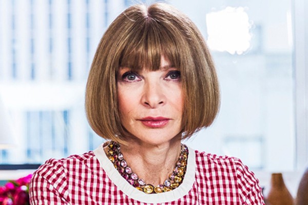 Anna Wintour flaunts a smooth bob cut hairstyle.