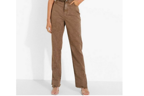 brown jeans from boohoo