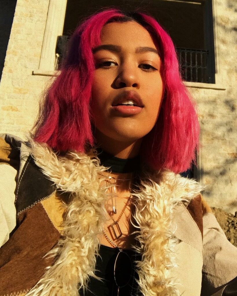 truly young with pink hair