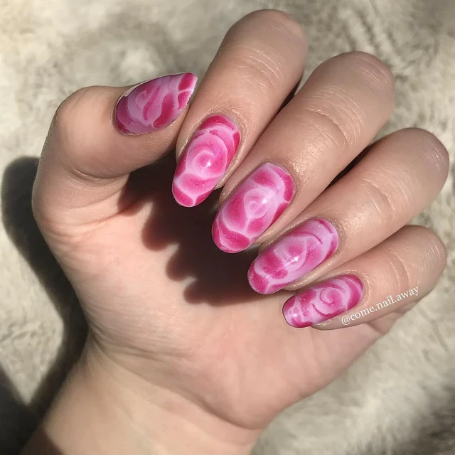 Pink Blooming Gel Nail design Image