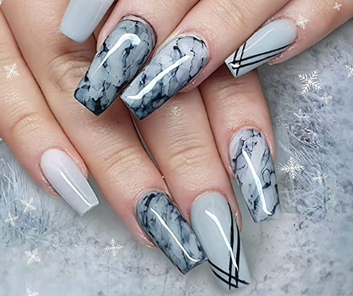 Marble Masterpiece Blooming Gel Nail design Image