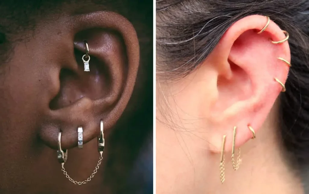 Women with Curated Ear Piercings