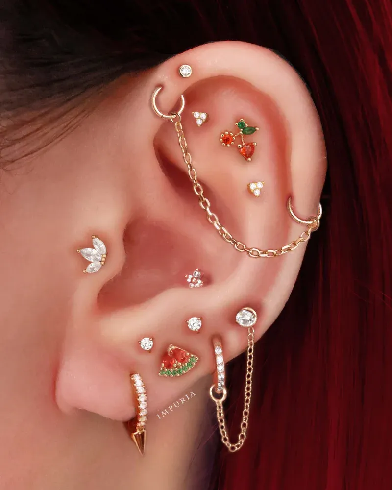 Colorful Curated Ear Piercings