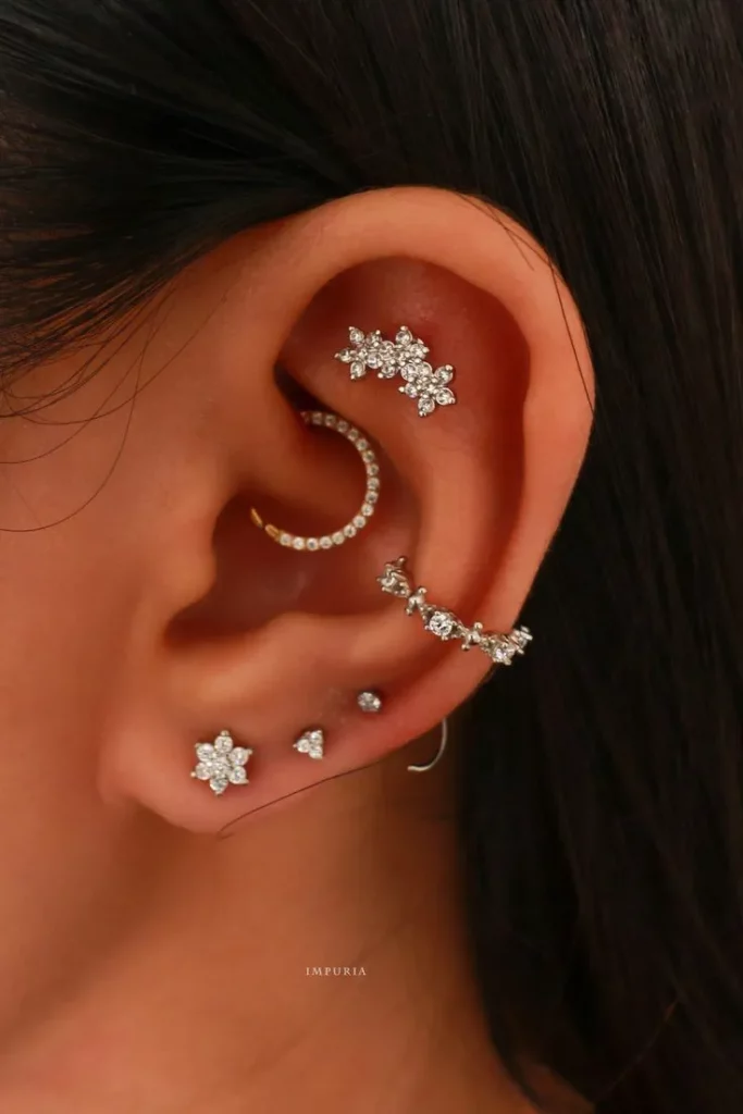 Floral Curated Ear Piercings