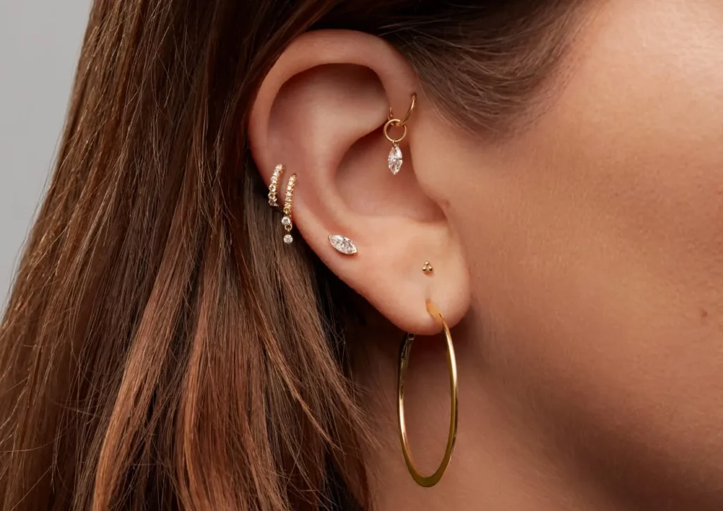 Brown haired Girl with double helix ear rings