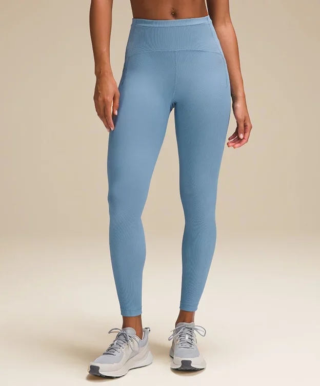 A lady in blue Lululemon 3/4 leggings