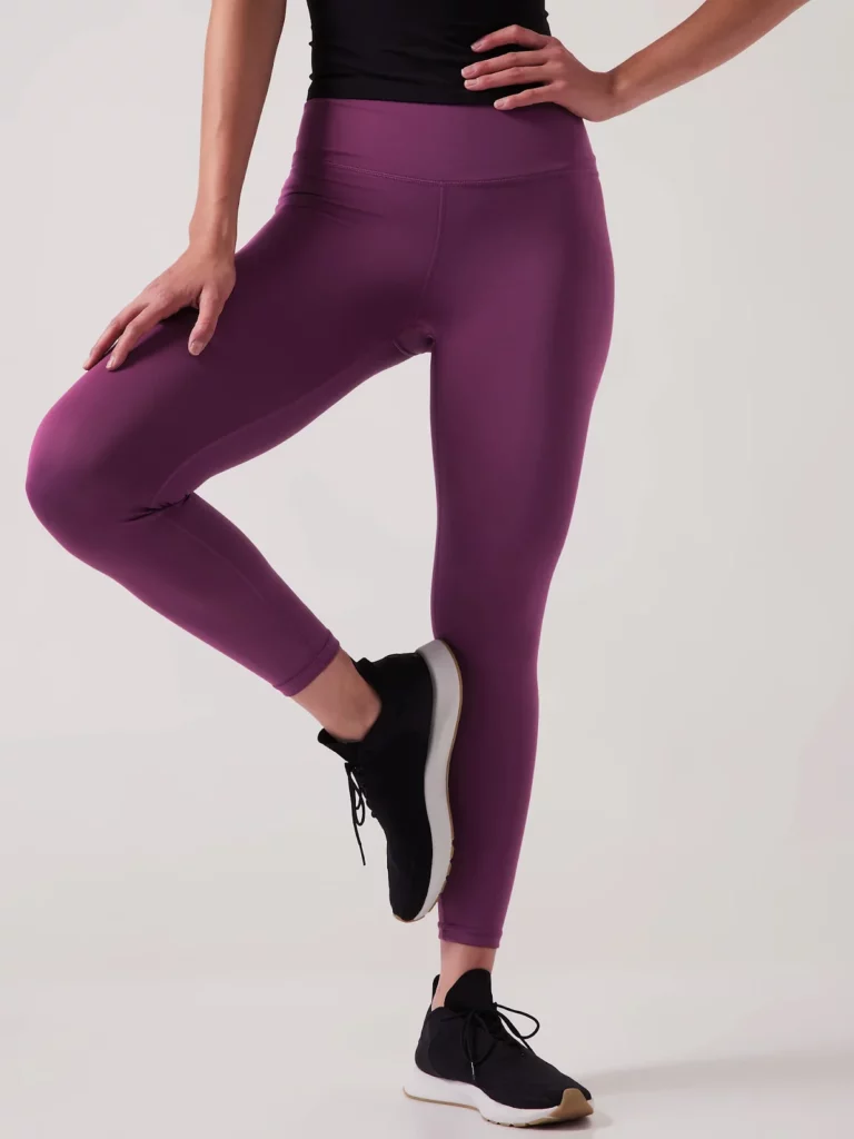 A lady in blue Athleta 3/4 leggings