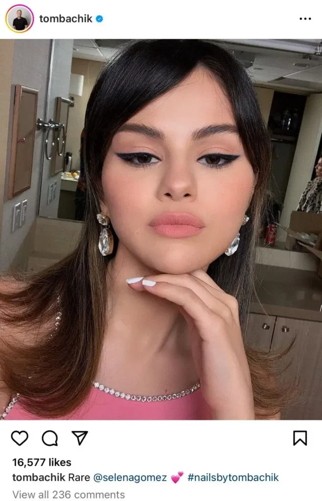 Salena Gomez with in nail Polish