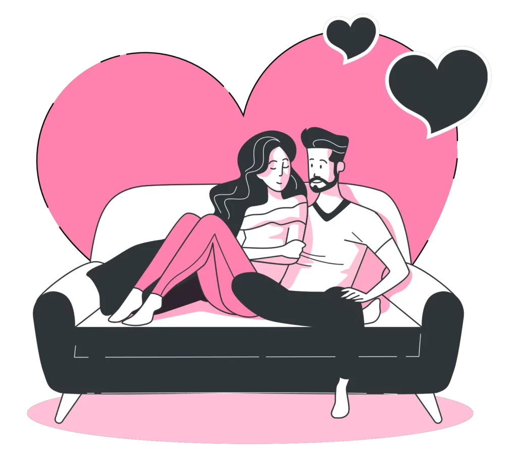 Infographic showing Couple Cuddling