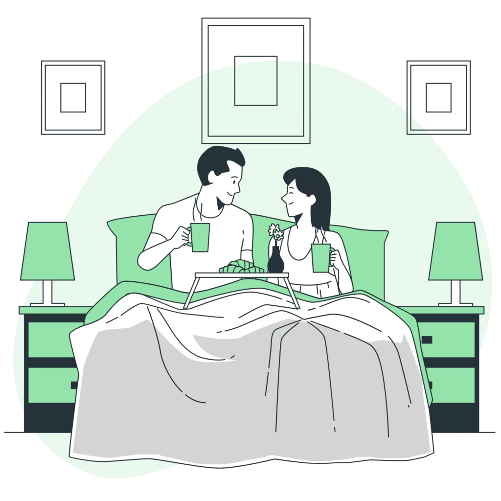 Infographic showing Couple in bed time routine