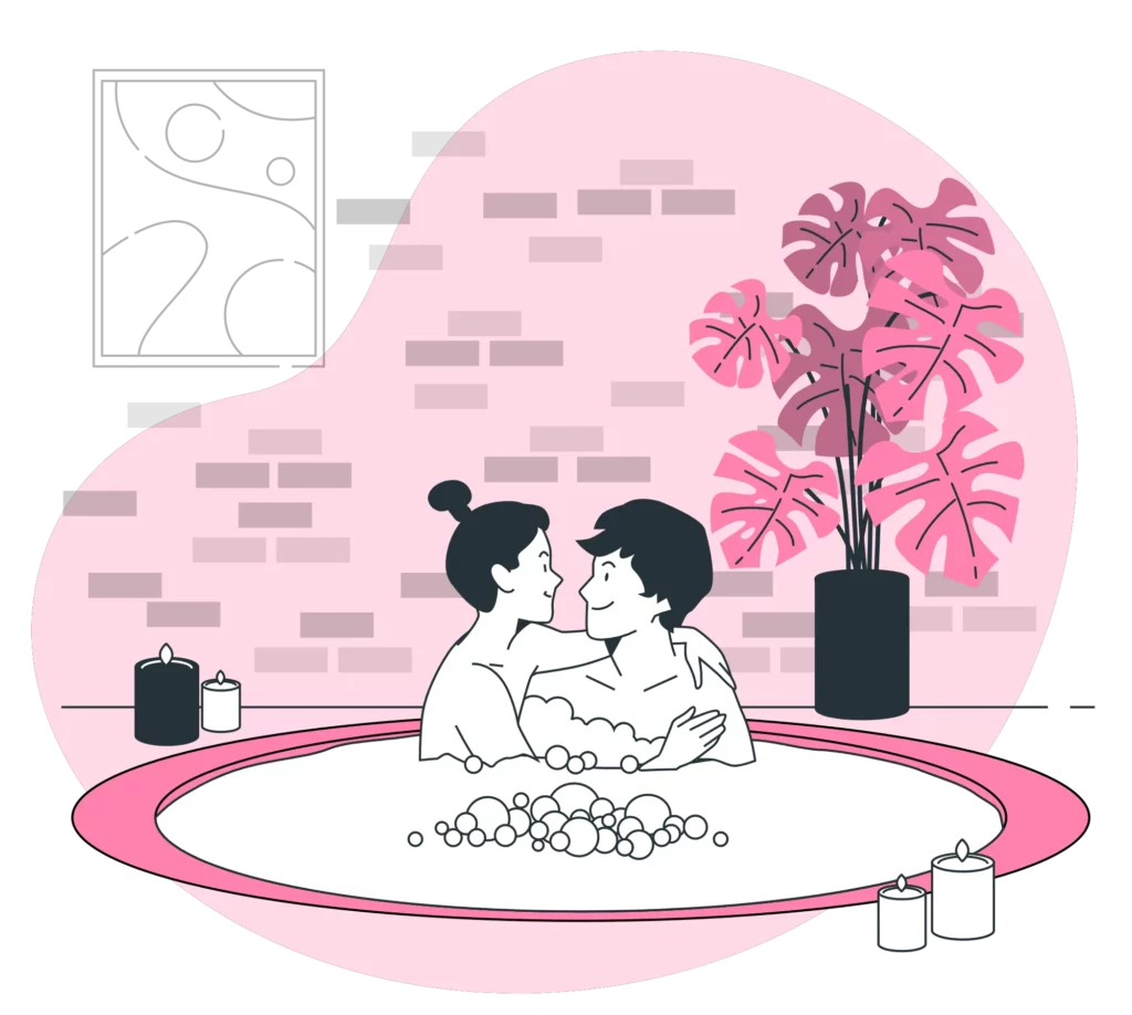 Infographic showing Couple in jacuzzi