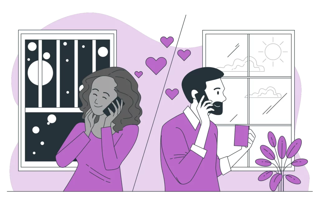 Infographic showing Couple communication over the phone